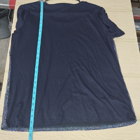 Christopher & Banks Glittering Blue Short Sleeve Top - Picture 7 of 7